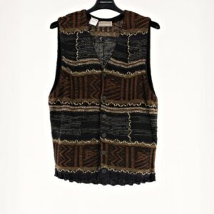 KRIZIA GILET NERO JACQUARD MULTICOL