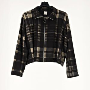 POUR TOI GIACCA NERA STAMPATA BEIGE